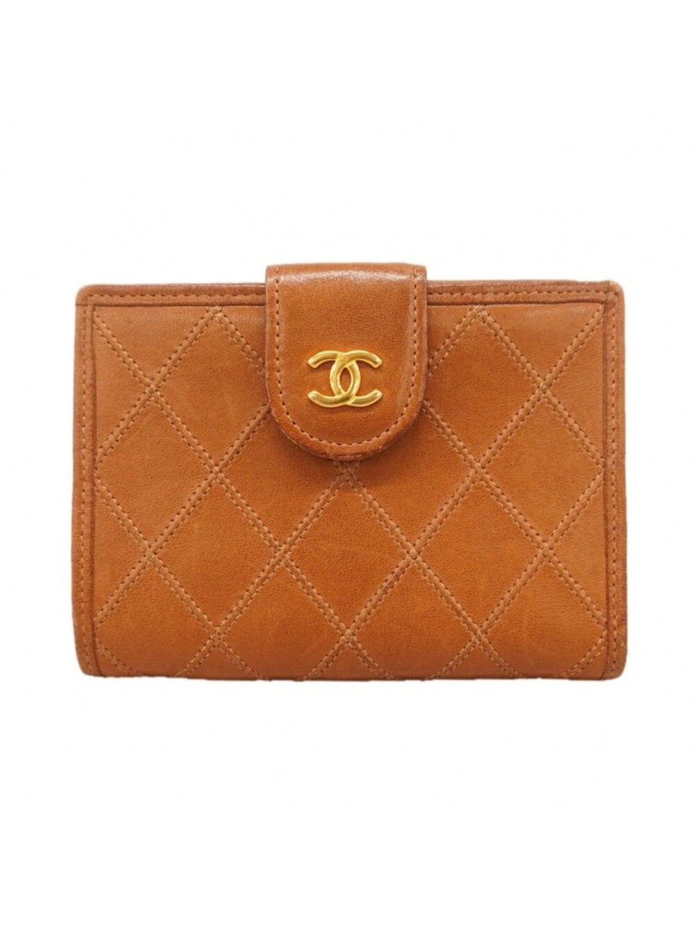 Chanel Wallet Bicolor Lambskin Brown Gold